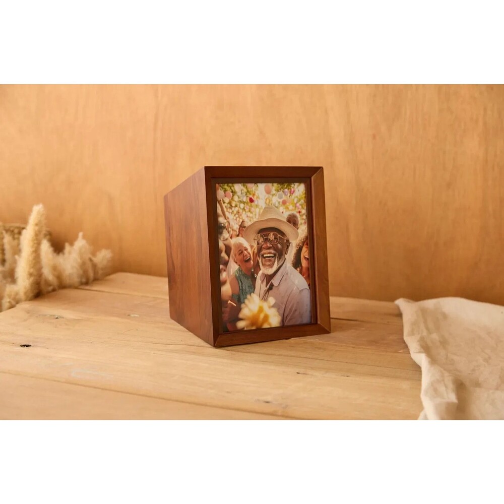 Aspenstudio Walnut Photo Urn for Human Cremation with Picture Frame MSRP $109.99